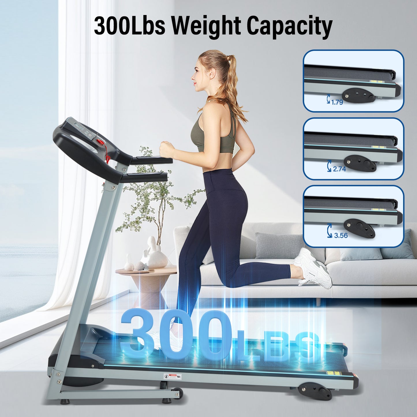 Folding Treadmill with App Bluetooth & 3 Level Incline