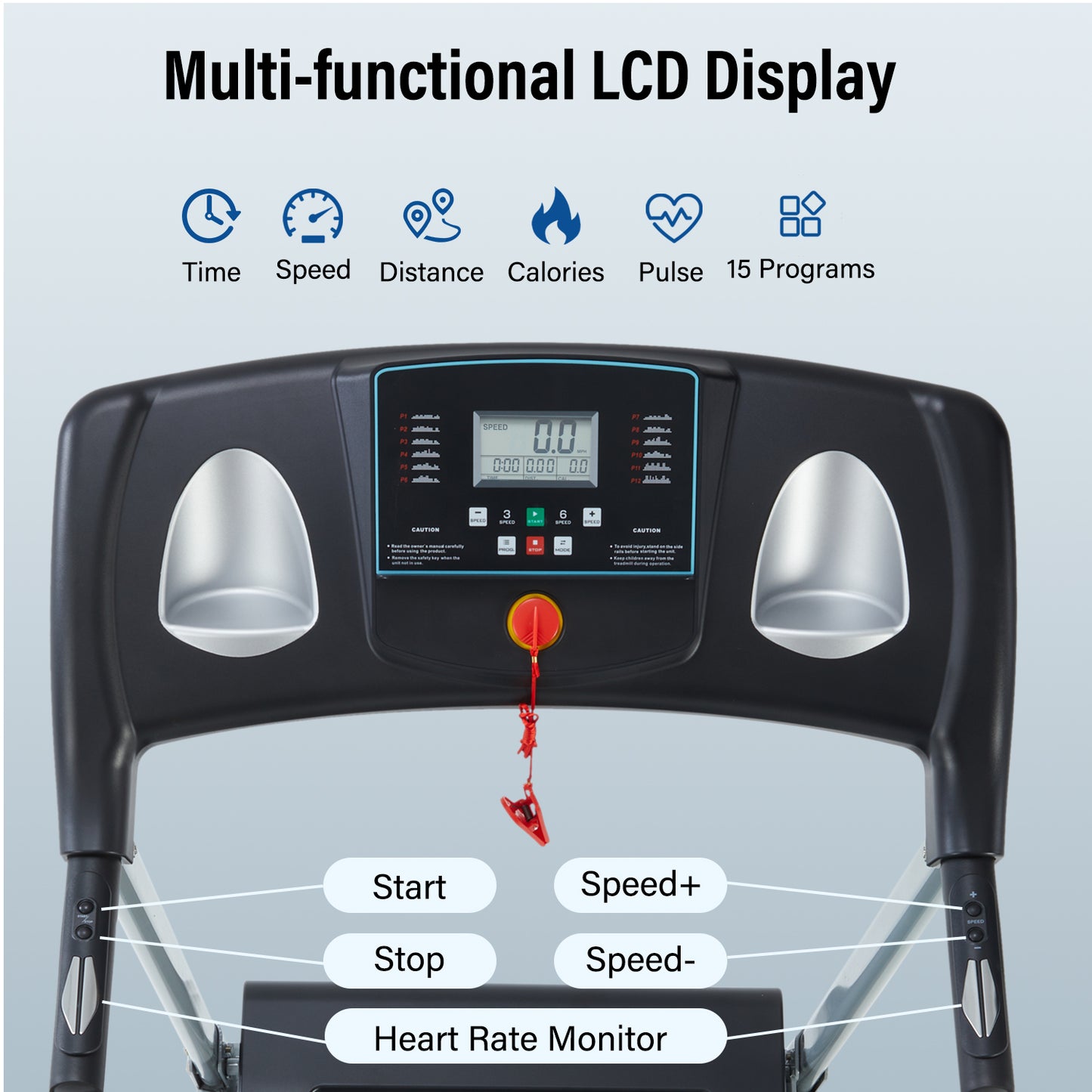 Folding Treadmill with App Bluetooth & 3 Level Incline
