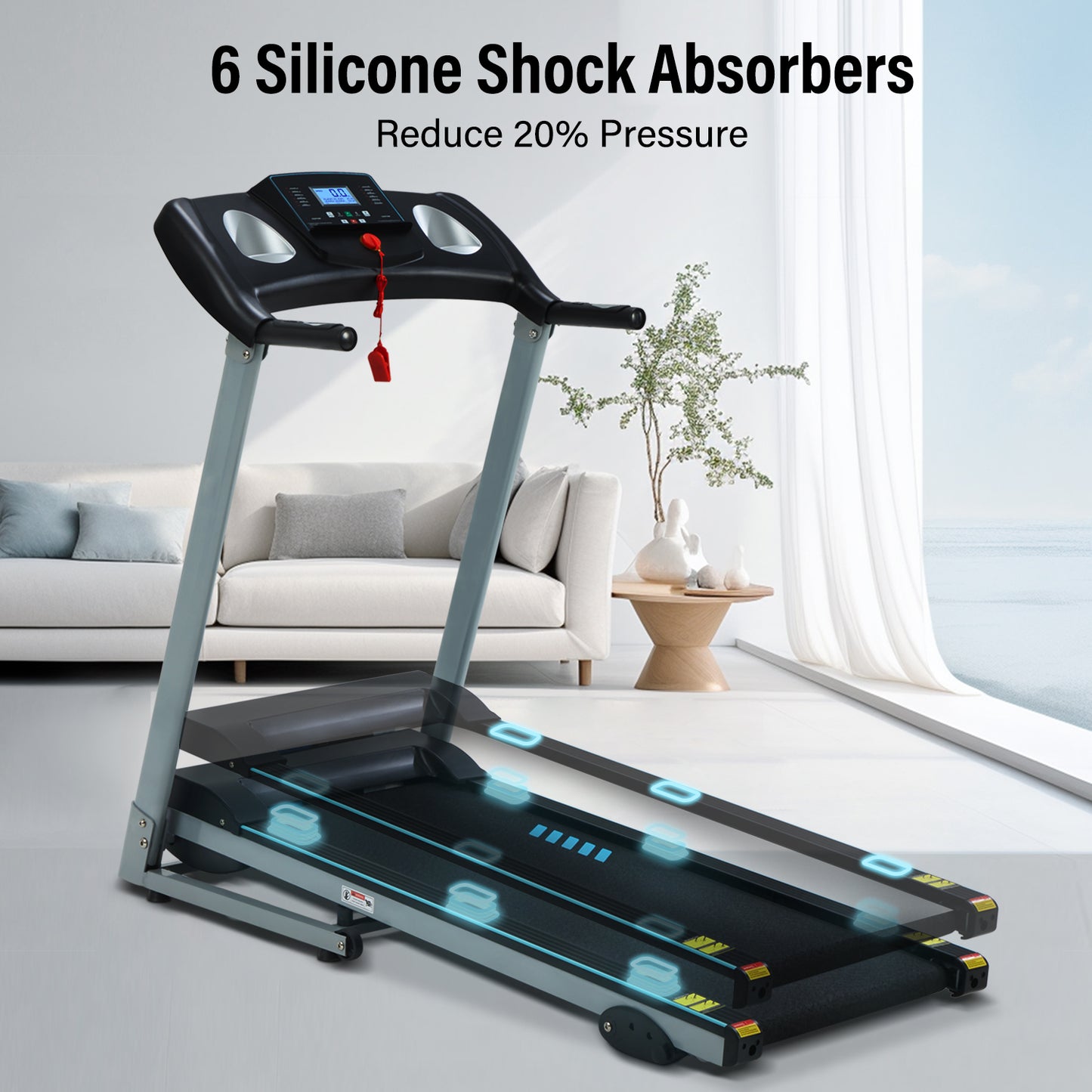 Folding Treadmill with App Bluetooth & 3 Level Incline