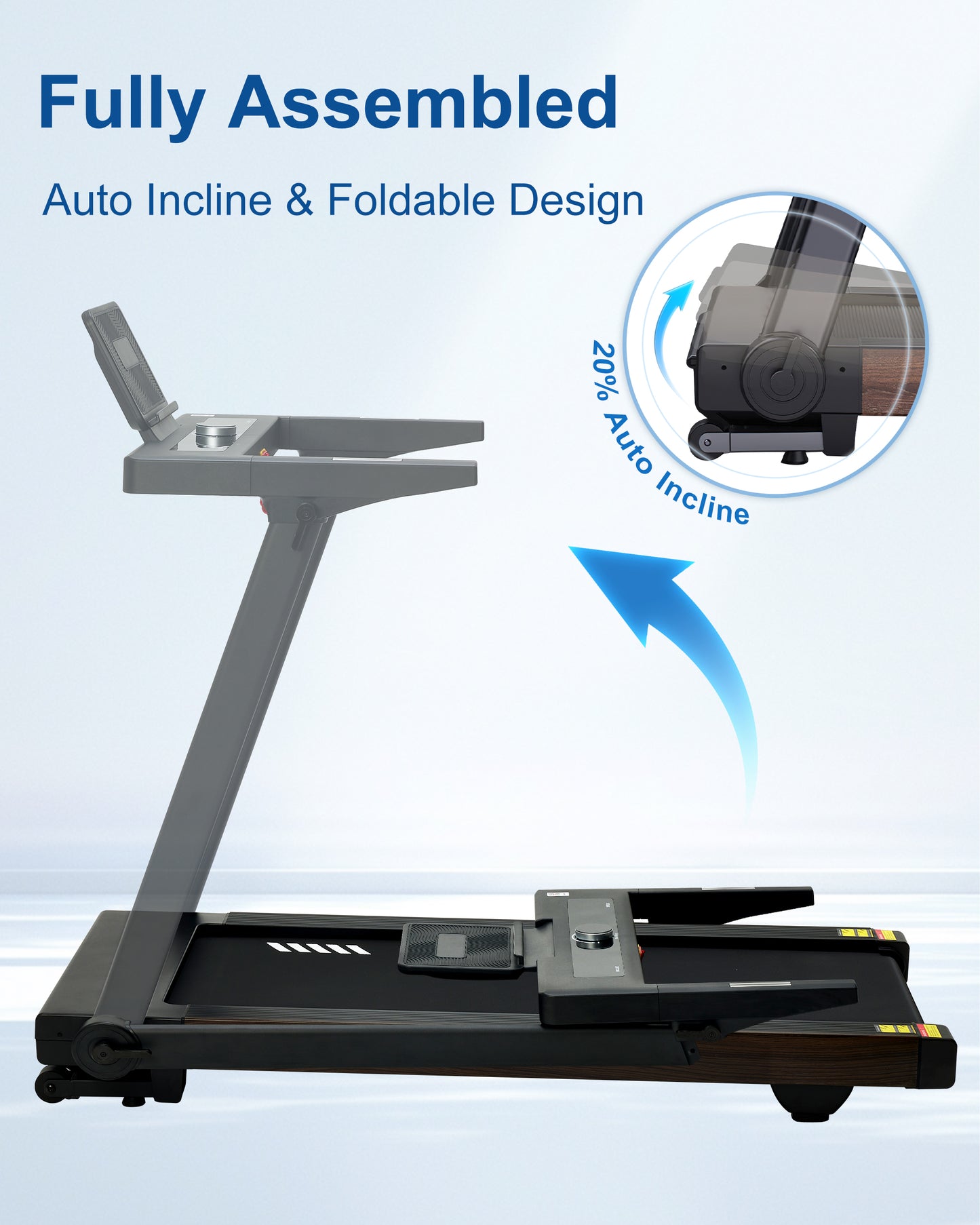 Treadmill with Auto Incline, BORGUSI Heavy Duty Treadmill for Home, Wide Belt