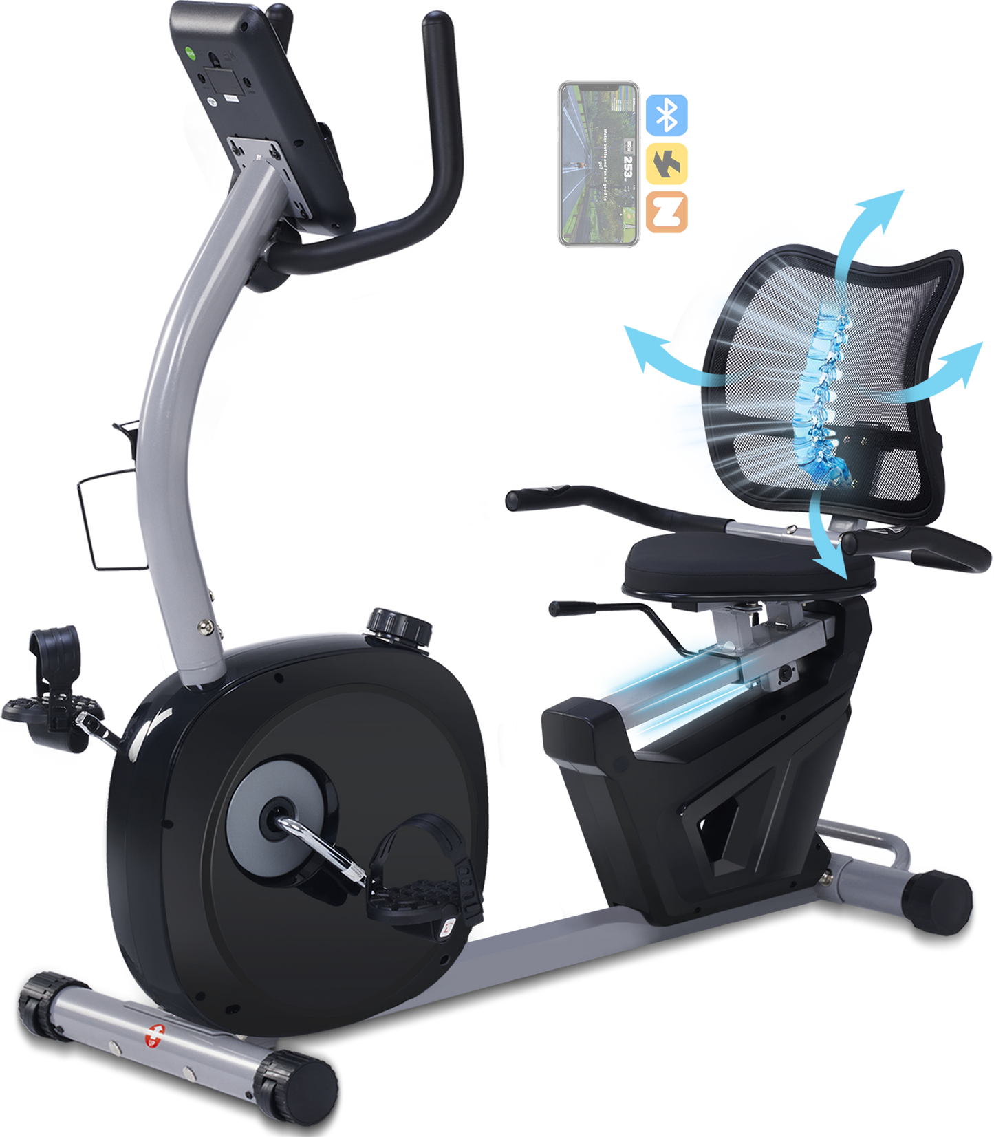 Recumbent Bikes with Comfortable Seat, Pulse Sensor, 16-level Resistance, LCD Monitor