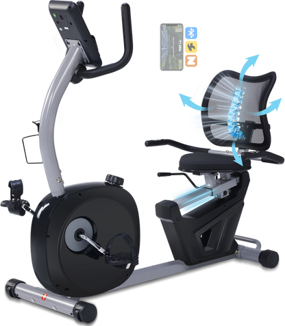 Recumbent Bikes with Comfortable Seat, Pulse Sensor, 16-level Resistance, LCD Monitor