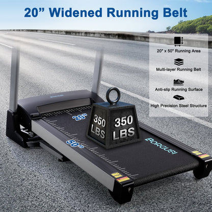 15% Auto Incline Treadmill, 20" Wide 3.5HP Folding Treadmill