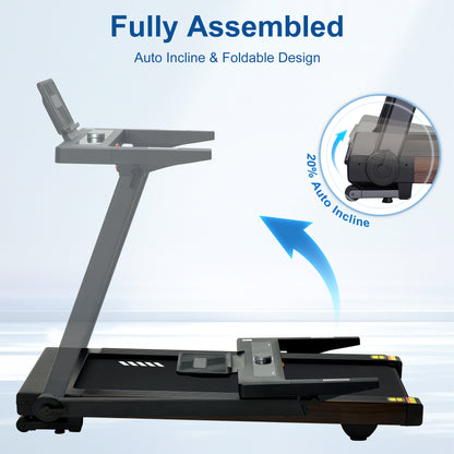 Treadmill with Auto Incline, BORGUSI Heavy Duty Treadmill for Home, Wide Belt