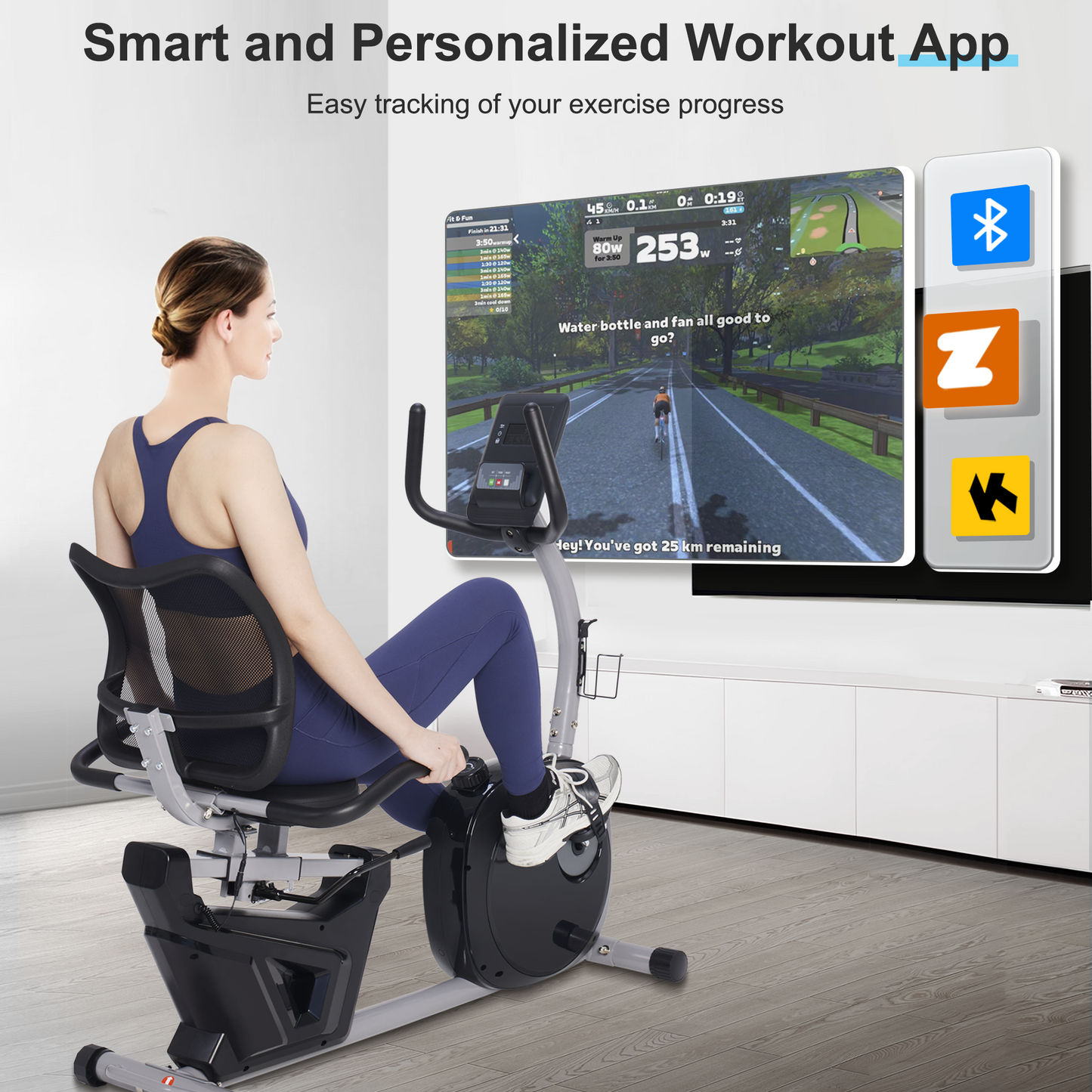 Recumbent Bikes with Comfortable Seat, Pulse Sensor, 16-level Resistance, LCD Monitor