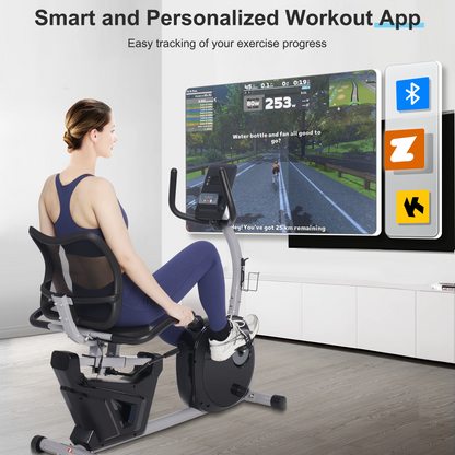 Recumbent Bikes with Comfortable Seat, Pulse Sensor, 16-level Resistance, LCD Monitor