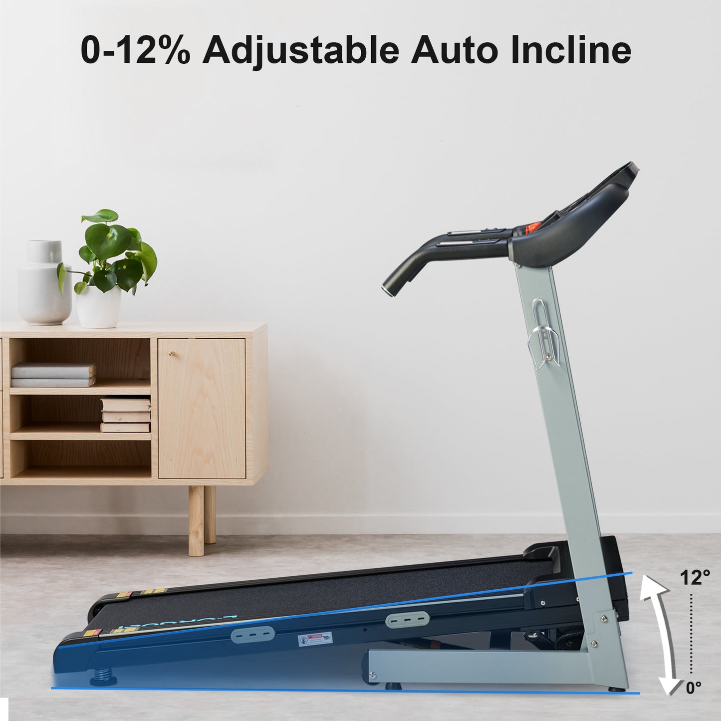 Treadmill with 12% Auto Incline, 17.5" Wide 3.0HP Folding Treadmill