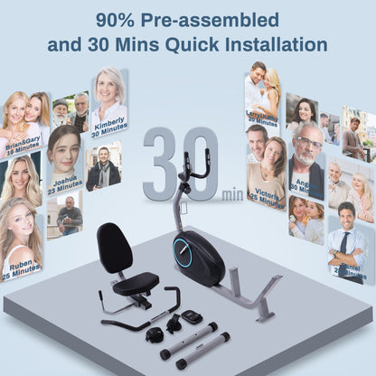 Recumbent Exercise Bike - Quick Adjust Seat, 400LB Weight Capacity, Backlit LCD Monitor