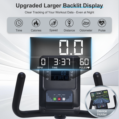 Recumbent Bikes with Comfortable Seat, Pulse Sensor, 16-level Resistance, LCD Monitor