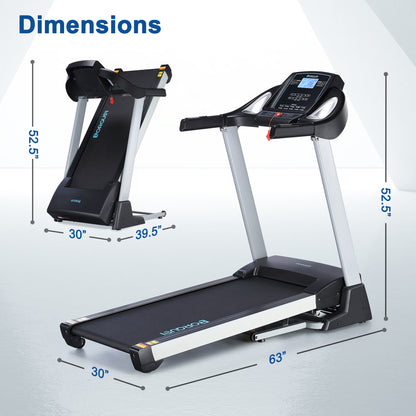 15% Auto Incline Treadmill, 20" Wide 3.5HP Folding Treadmill