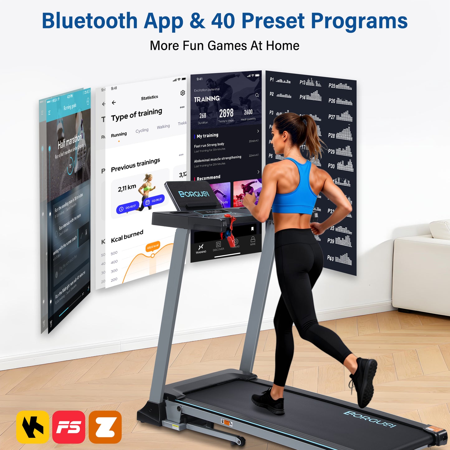 47.3" Smart Treadmill with Auto Incline