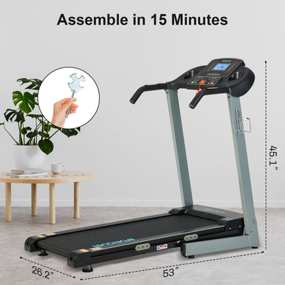 Treadmill with 12% Auto Incline, 17.5" Wide 3.0HP Folding Treadmill