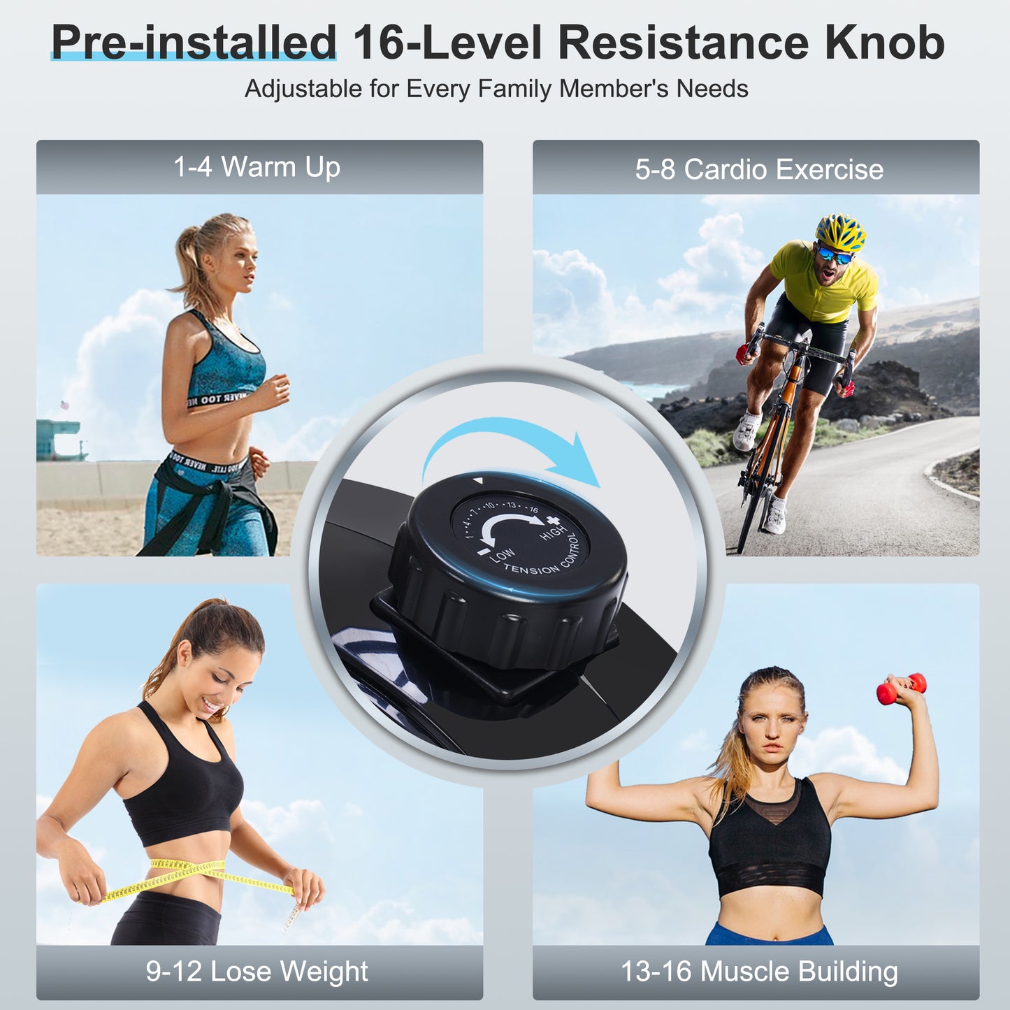 Recumbent Bikes with Comfortable Seat, Pulse Sensor, 16-level Resistance, LCD Monitor